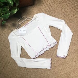 Blue Blush long sleeved crop top